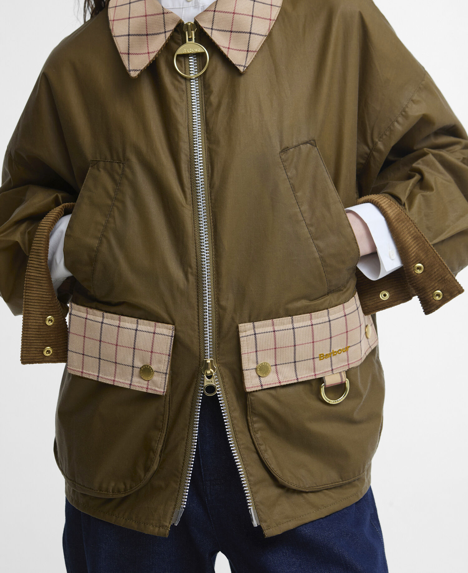 Launton Waxed Jacket Sand/Beige Tattersall