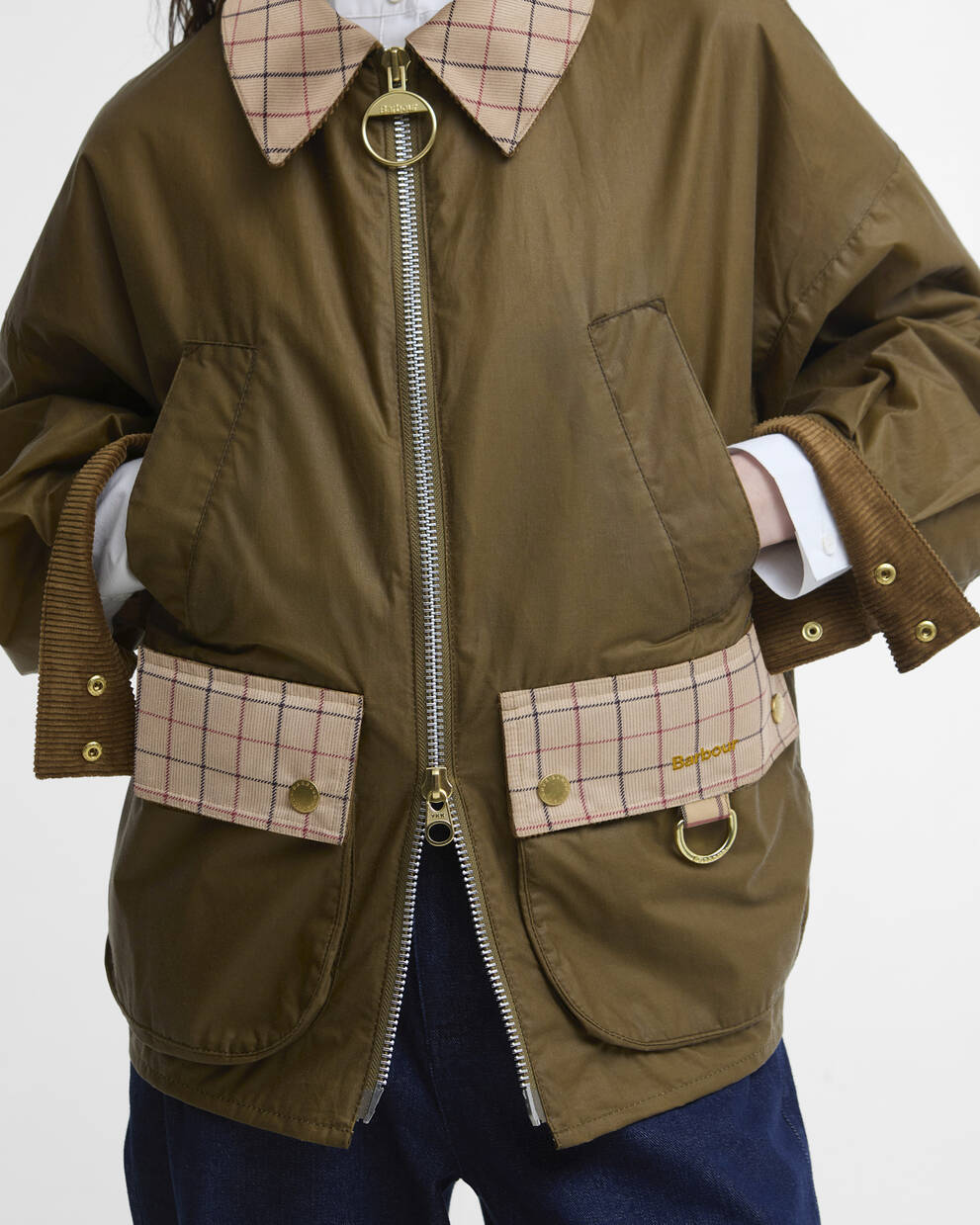 Launton Waxed Jacket Sand/Beige Tattersall