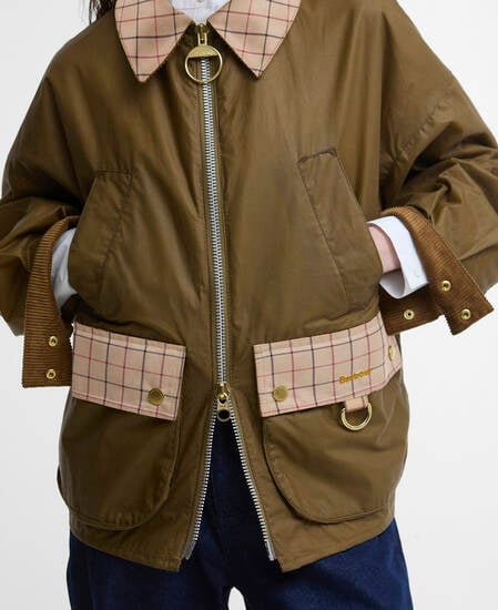 Giacca cerata Launton Sand/Beige Tattersall