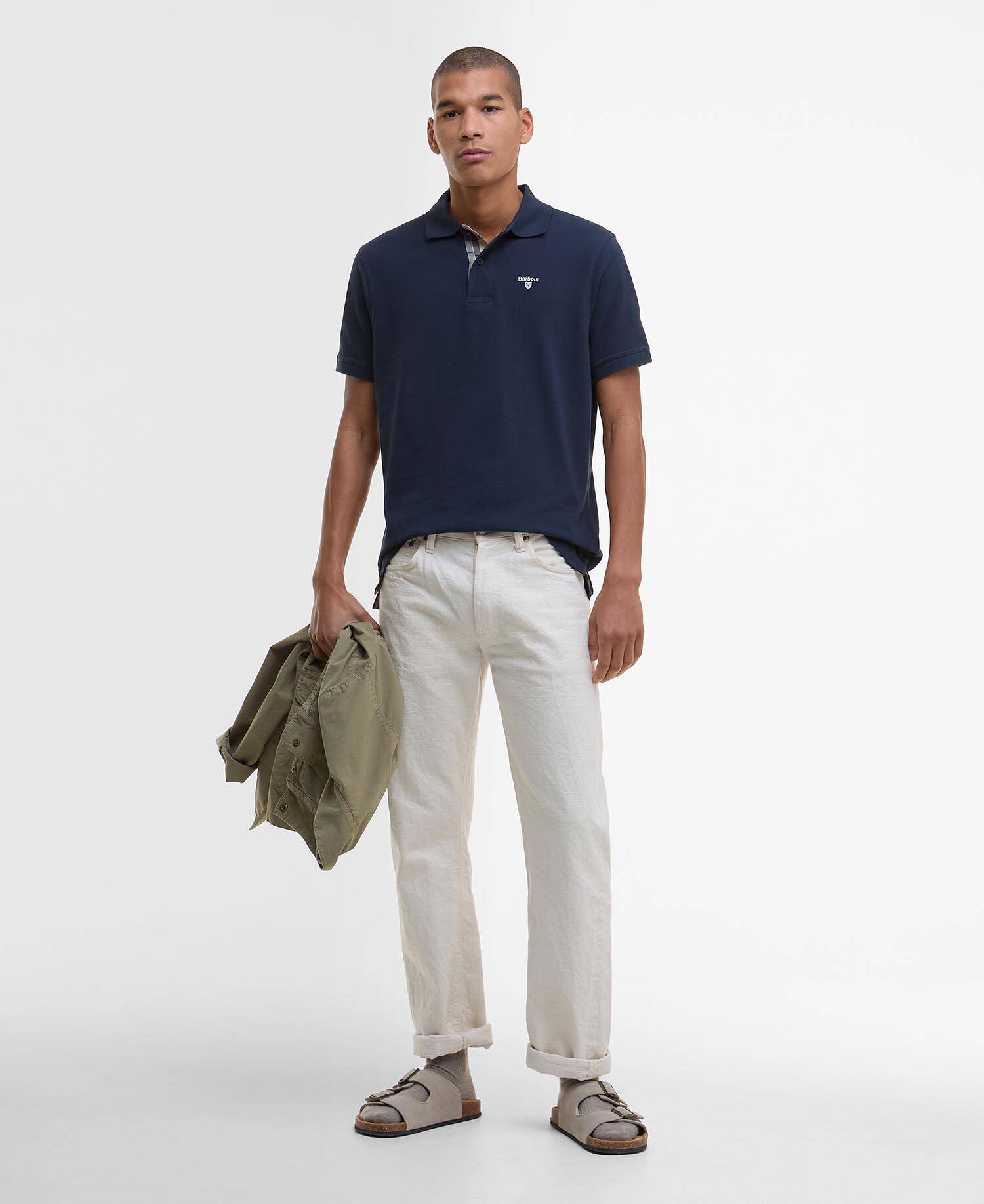 Tartan Pique Polo Shirt New Navy image number 1