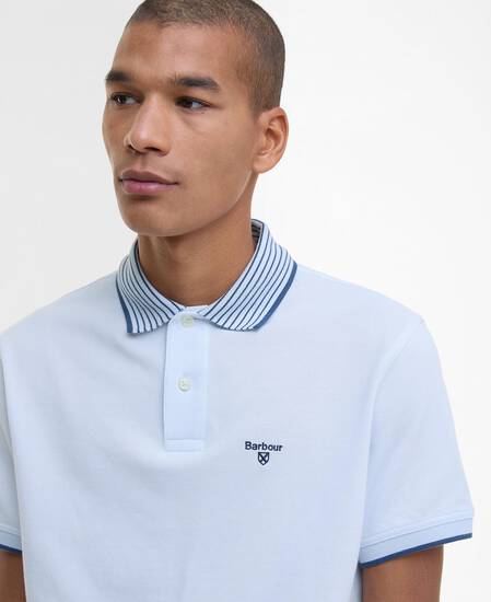 Denwick Short-Sleeved Polo Shirt Bleached Blue Denwick Short-Sleeved Polo Shirt Bleached Blue