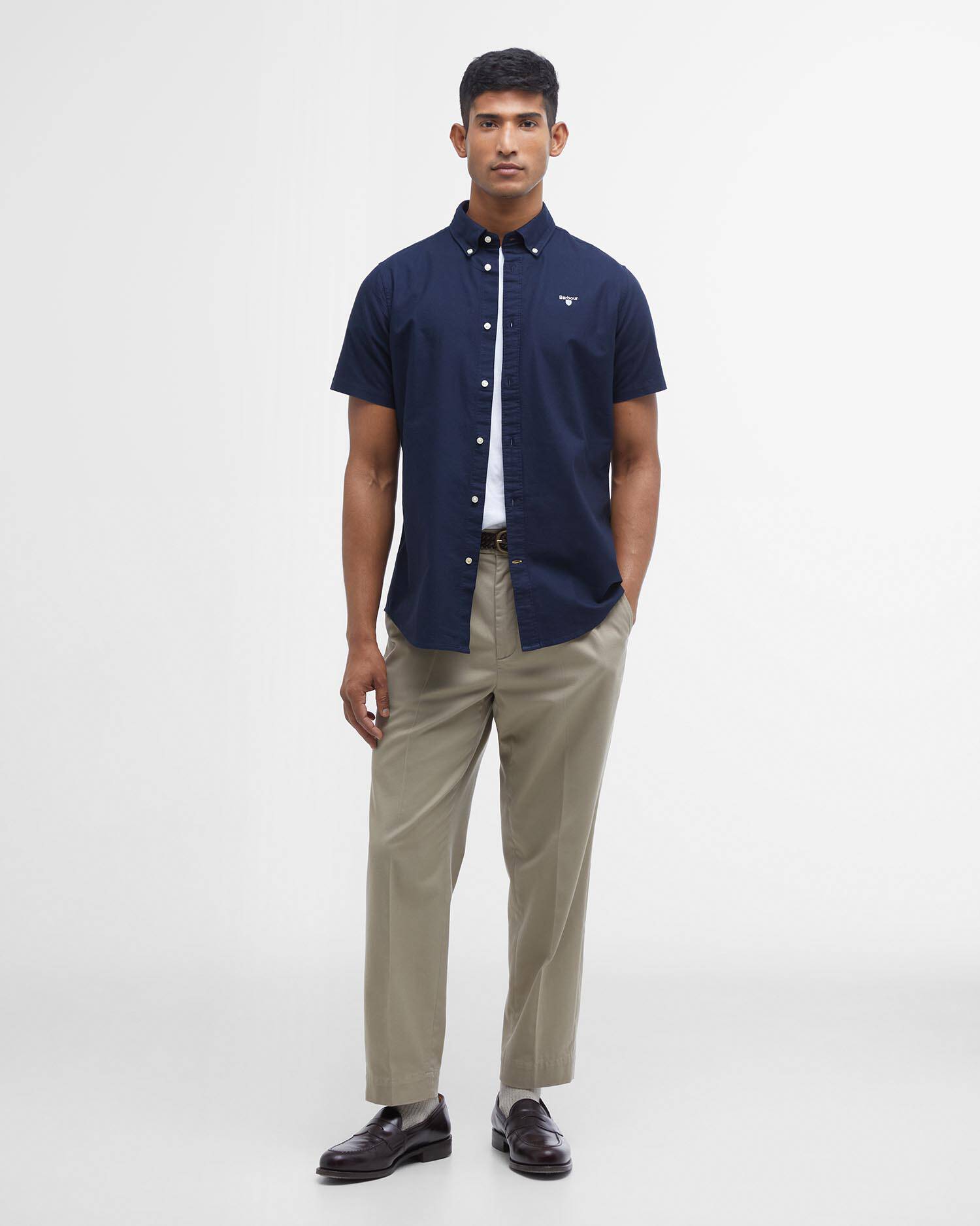 Oxtown Oxford Tailored Short-Sleeved Shirt Classic Navy image number 1