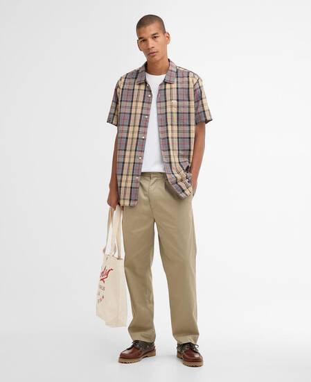 Clyde Short-Sleeved Seersucker Tartan Shirt Dress Tartan