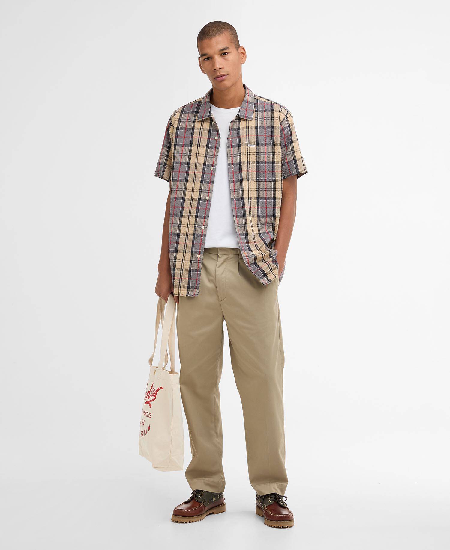 Camicia Clyde a maniche corte in tartan seersucker image number 1