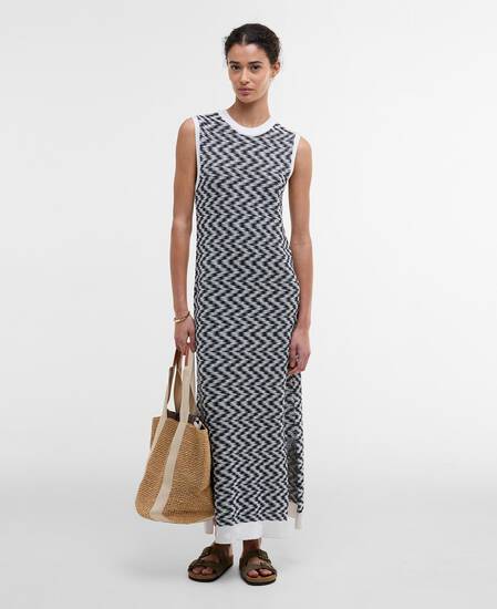 Olivia Knitted Midi Dress Cloud/Navy