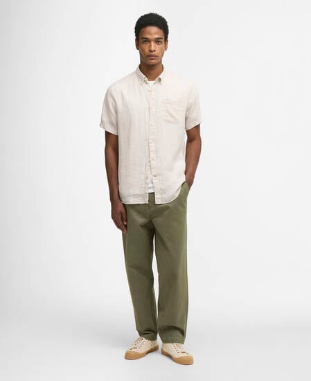 Linton Linen Short-Sleeved Tailored Shirt Mist