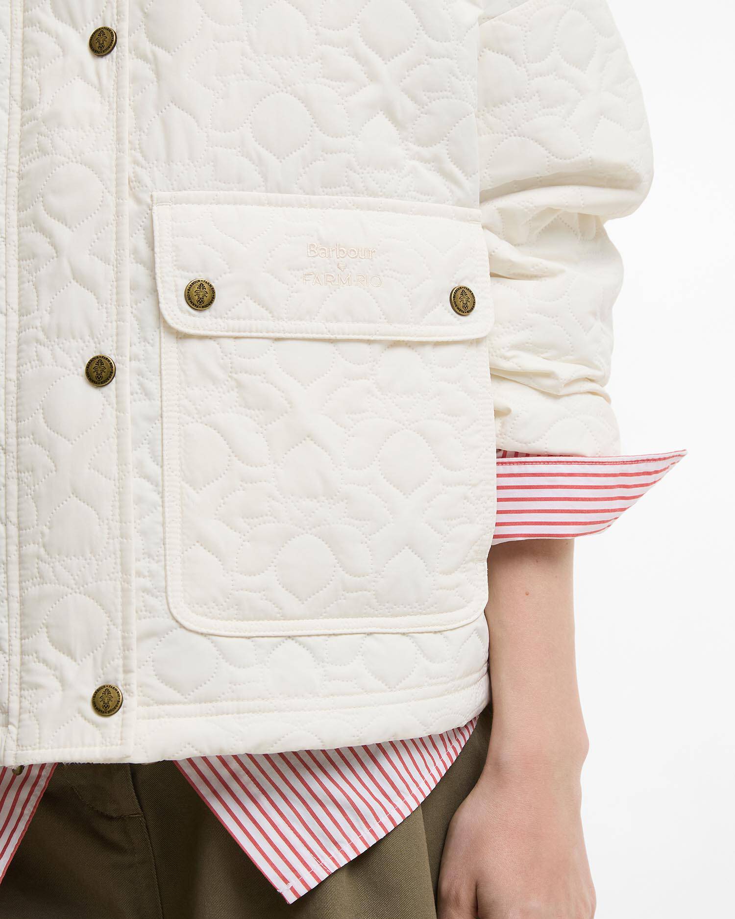 Barbour FARM Rio Lotus Quilted Jacket White Rose image number 5