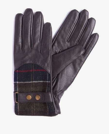 Dee Tartan Gloves Dark Brown