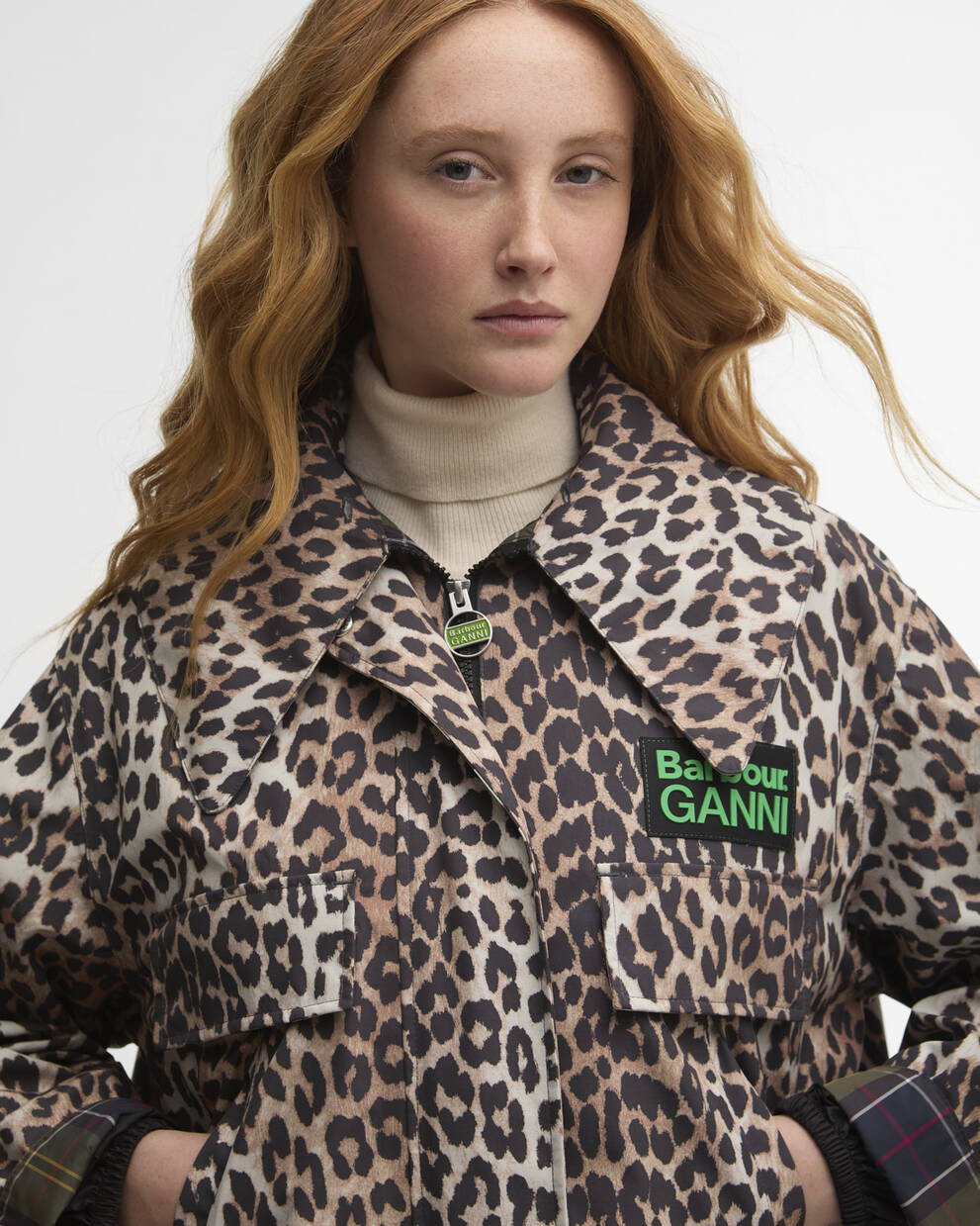 Barbour x GANNI Leopard Print Waterproof Parka Jacket