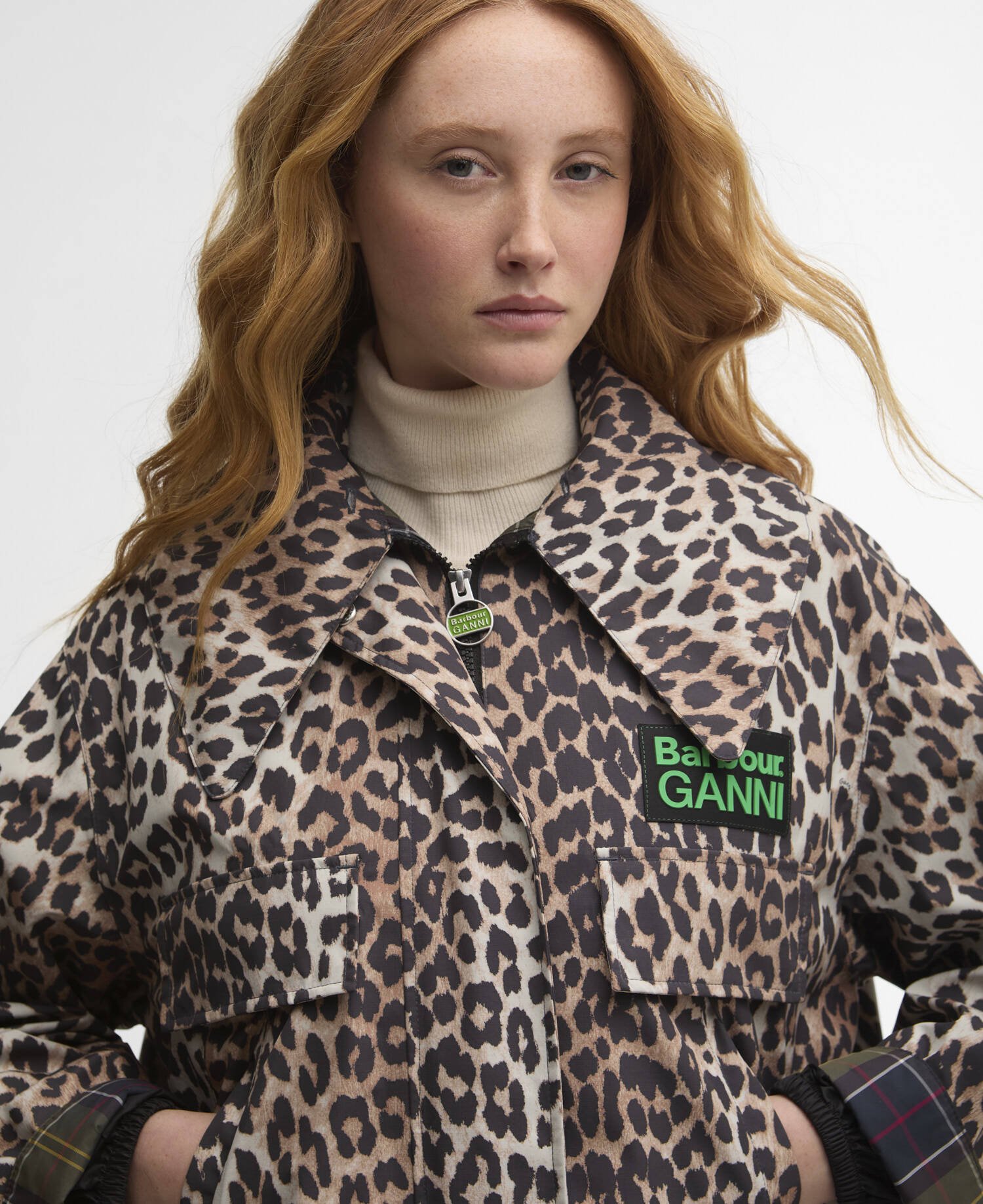 Barbour x GANNI Leopard Print Waterproof Parka Jacket image number 3