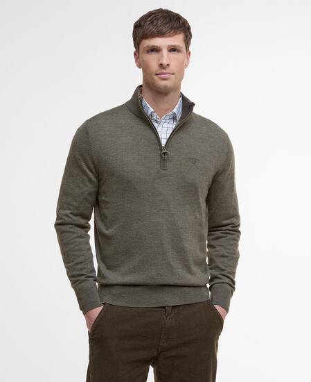 Felpa con mezza zip Loyton Merino Olive Marl Felpa con mezza zip Loyton Merino Olive Marl