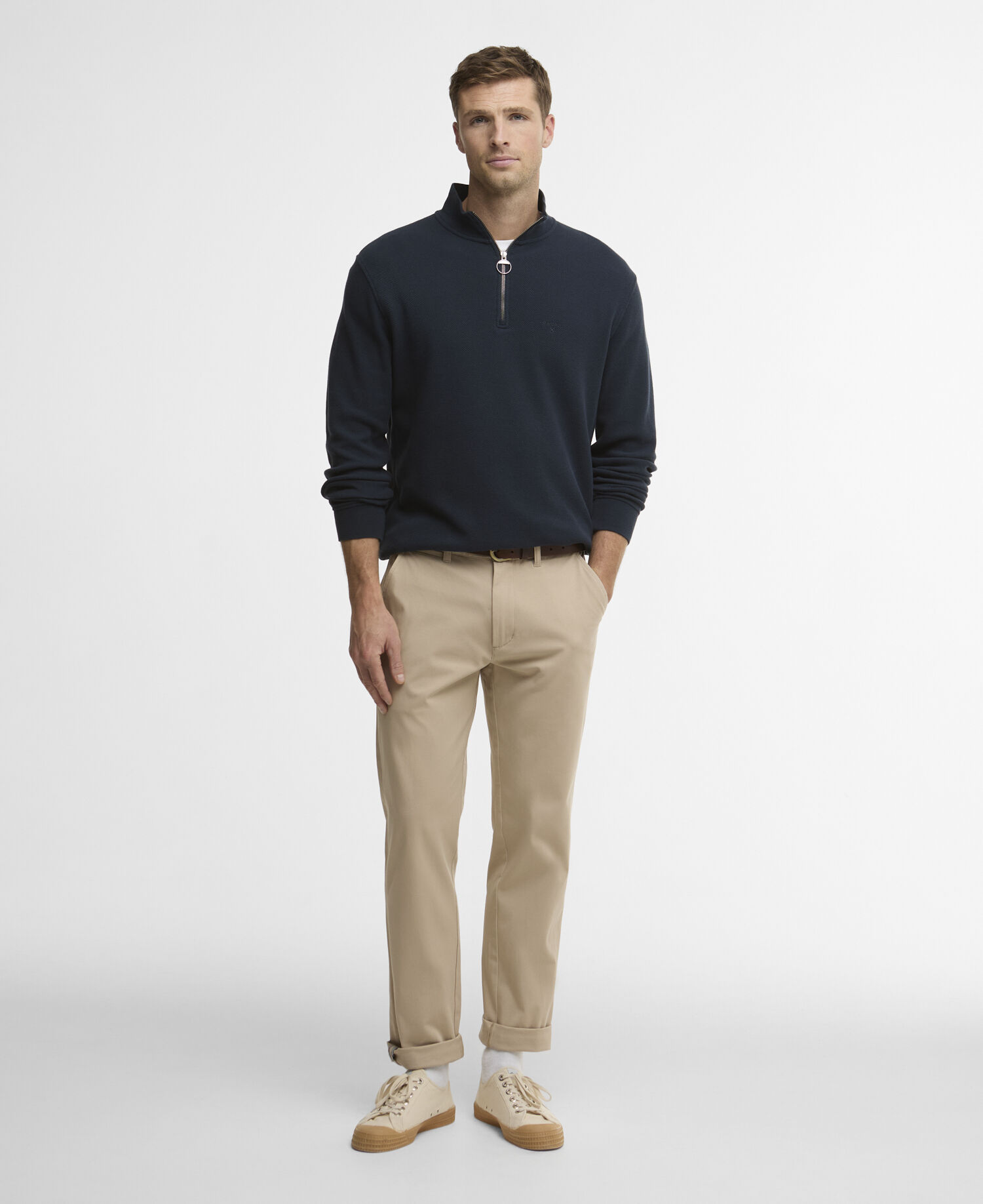 Sweatshirt Pique Interlock Half-Zip Navy