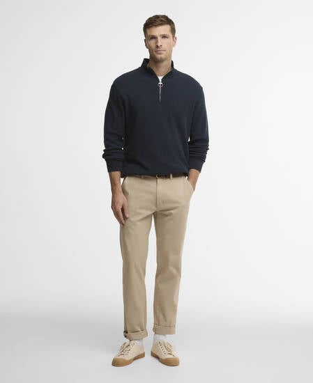Pique Interlock Quarter-Zip Sweatshirt Navy