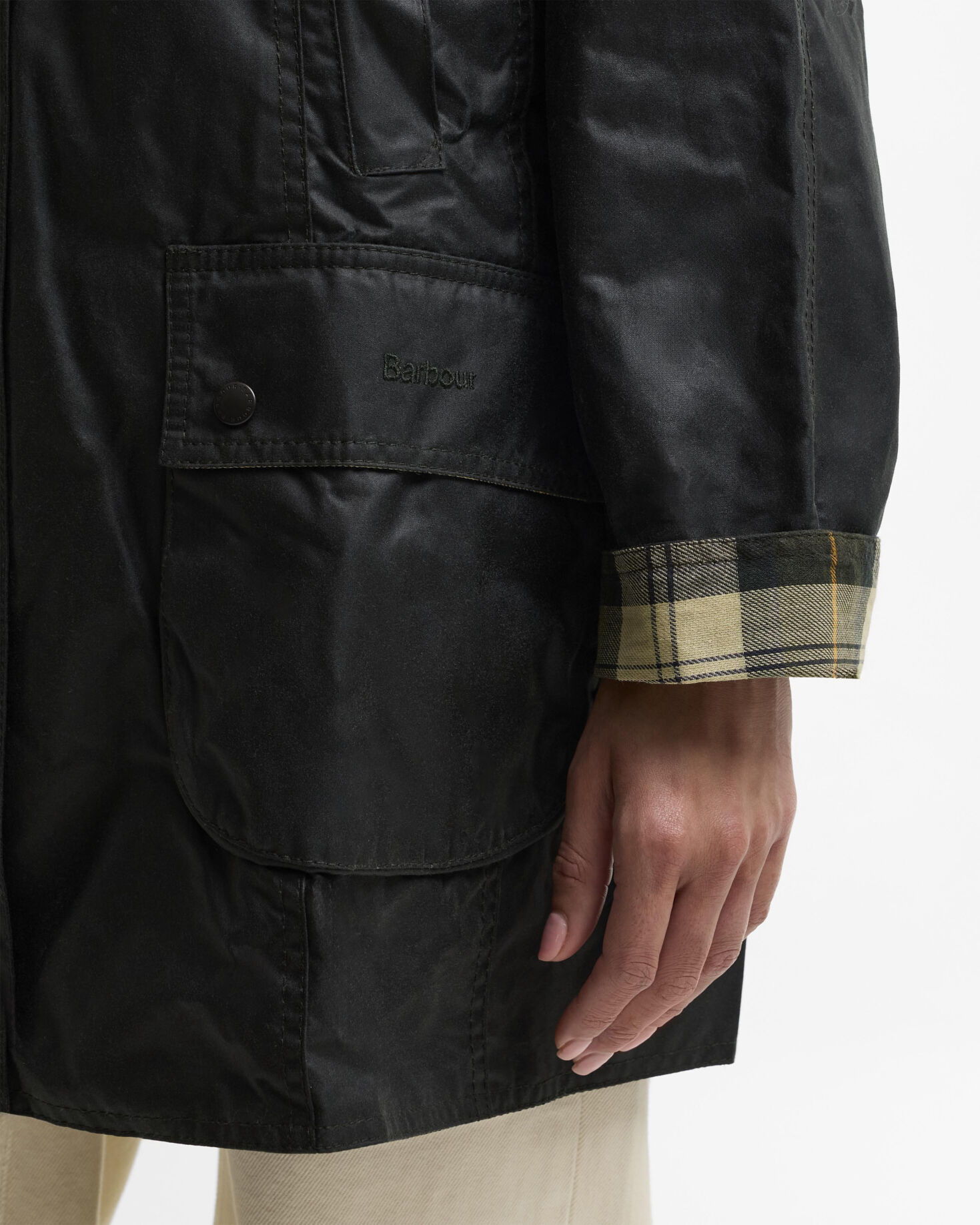 Beadnell Plus-Size Waxed Jacket Sage