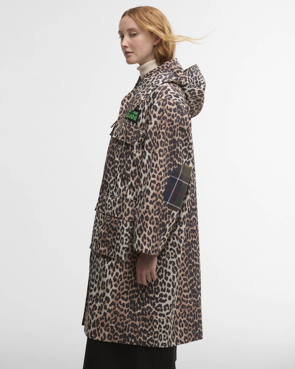 Barbour x GANNI Leopard Print Waterproof Parka Jacket