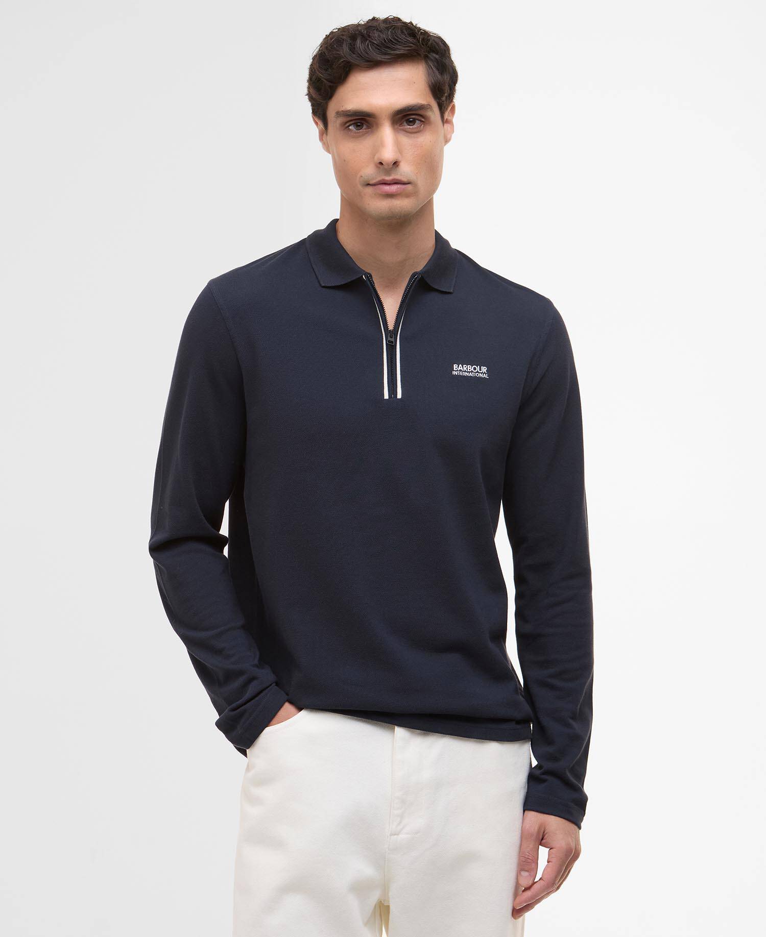 Marshall Long-Sleeved Polo Shirt Navy image number 0
