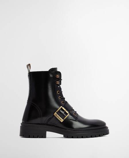 Ouseburne Biker Boots Black Glace