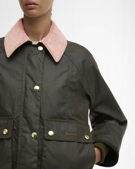 Cropped Beadnell Waxed Jacket Archive Olive/Ancient/Gardenia