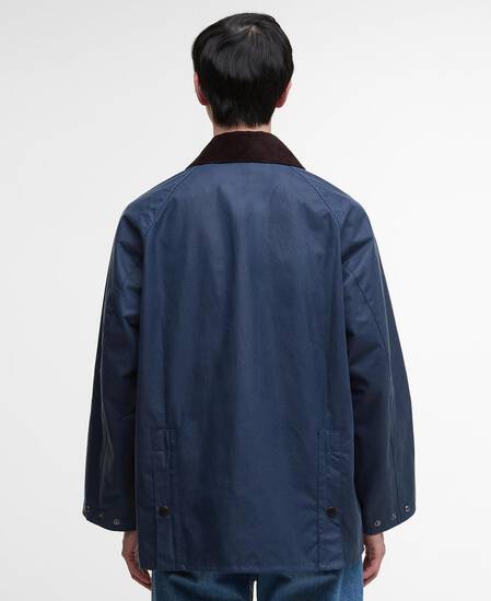 Oversized Bedale Waxed Jacket Washed Cobalt
