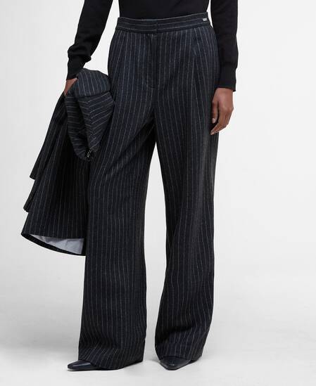 Pantaloni a righe a gamba ampia Blakely Charcoal Pinstripe