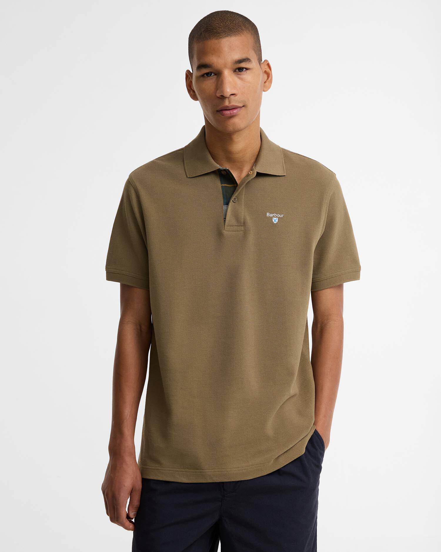 Tartan Pique Polo Shirt Clay image number 0