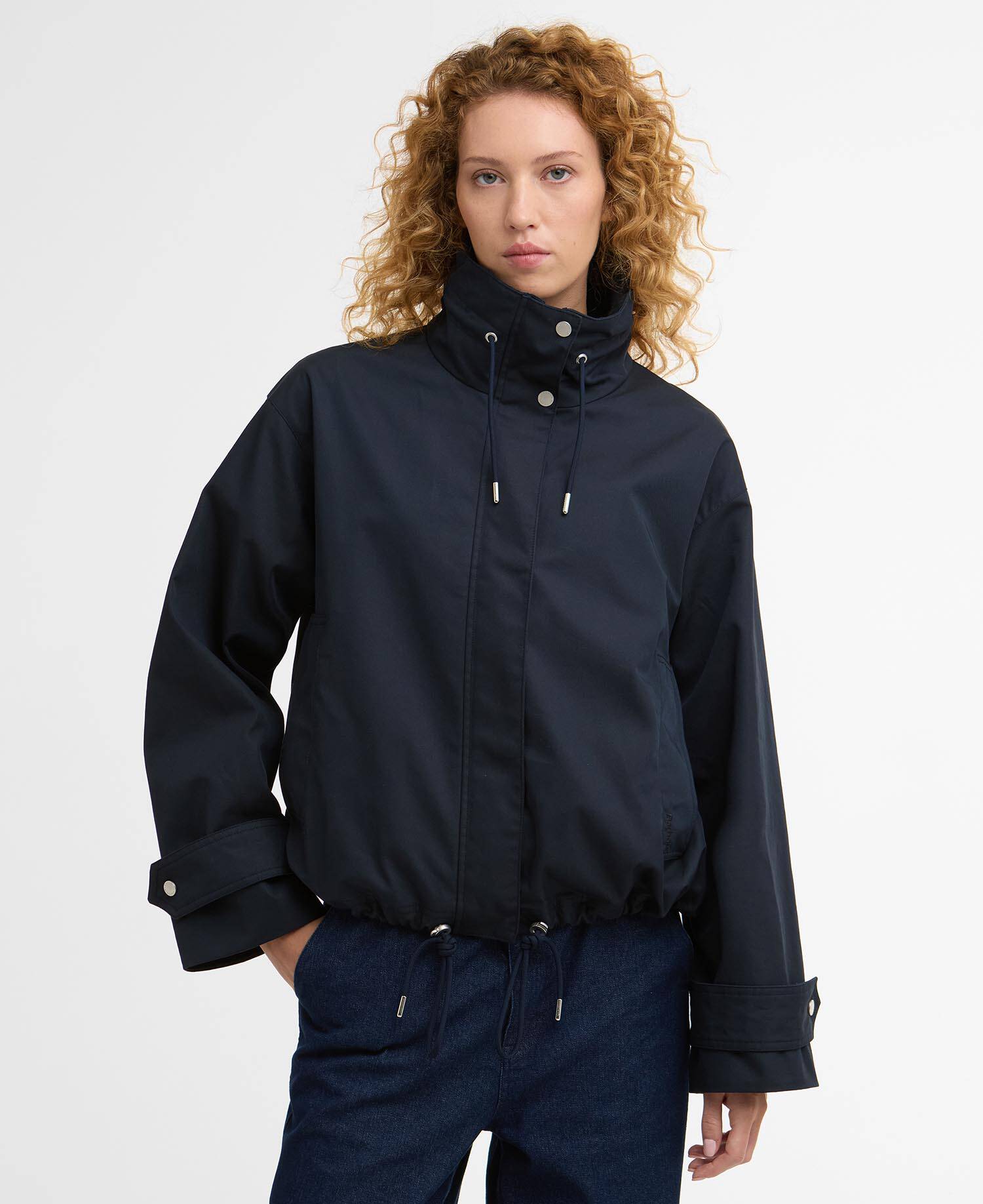 Bronwyn Funnel-Neck Showerproof Jacket Dark Navy/Dress Navy Tartan image number 0