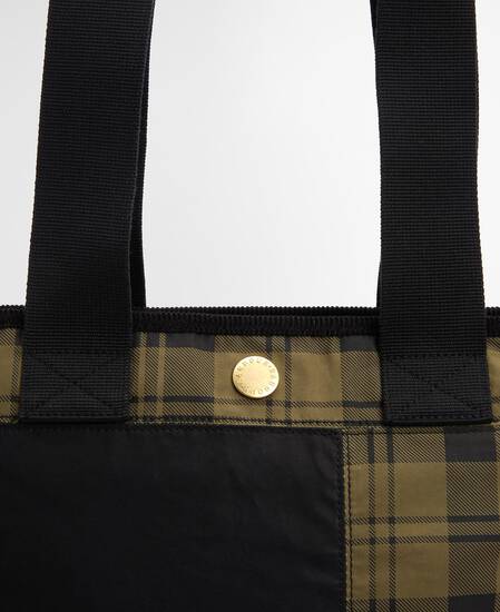 Mya Patchwork Tote Bag Black/Olive Check