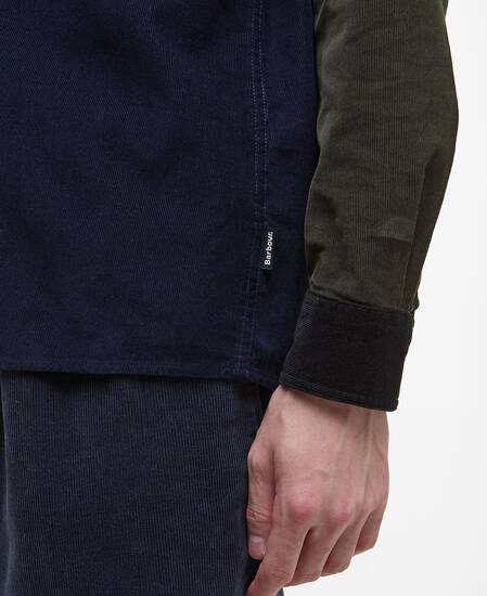 Patchwork Oversized Cord Shirt Navy/Red/Forest