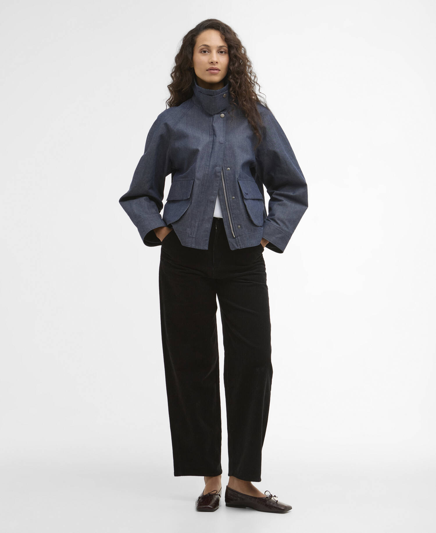 Barbour x ARKET Kokos Dry Wax Denim Jacket Blue Denim image number 1