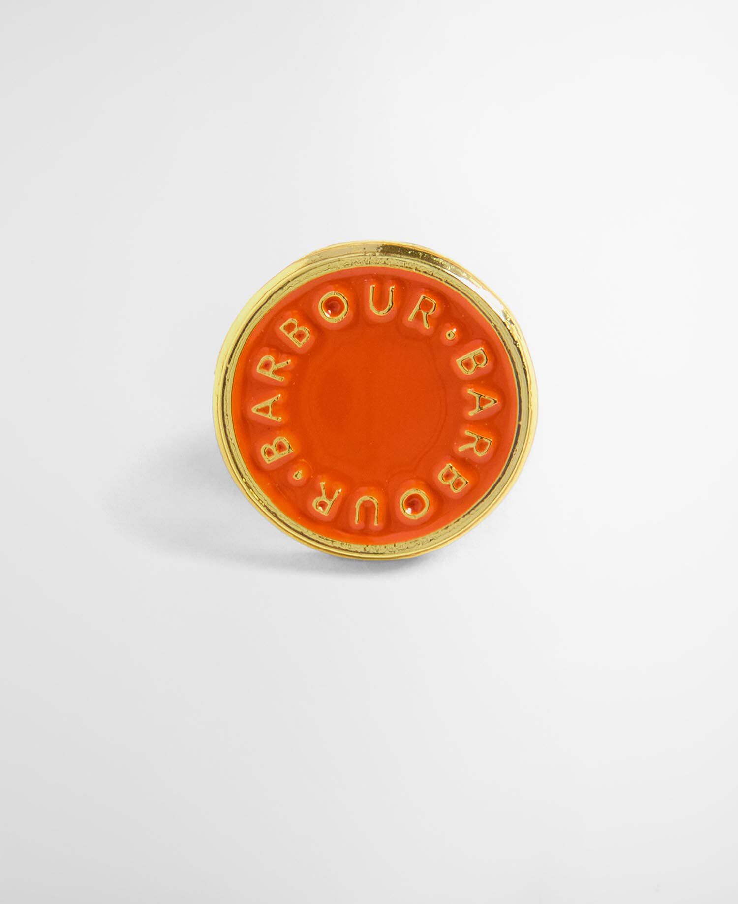 Barbour Orange Button Pin Badge Orange