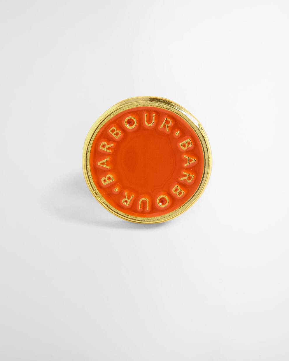 Barbour Orange Button Pin Badge