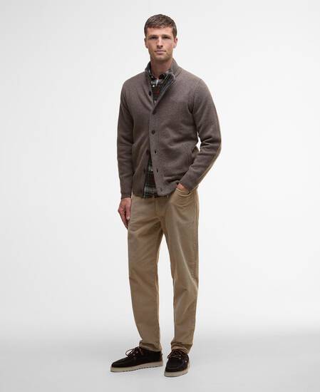 Essential Elbow-Patch Cardigan Dark Stone