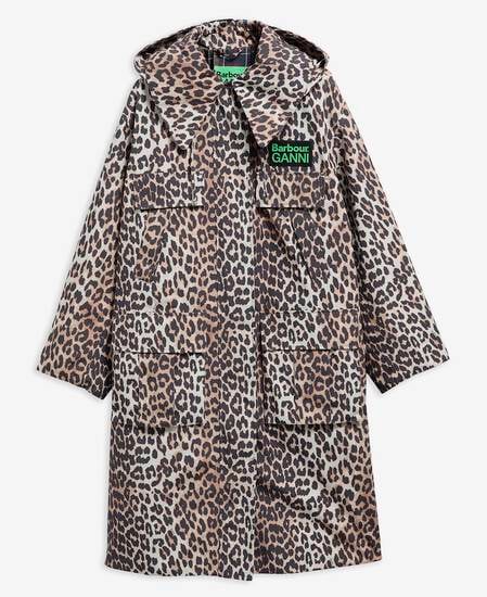 Parka impermeabile con stampa leopardata Barbour x GANNI Ganni Leopard Print
