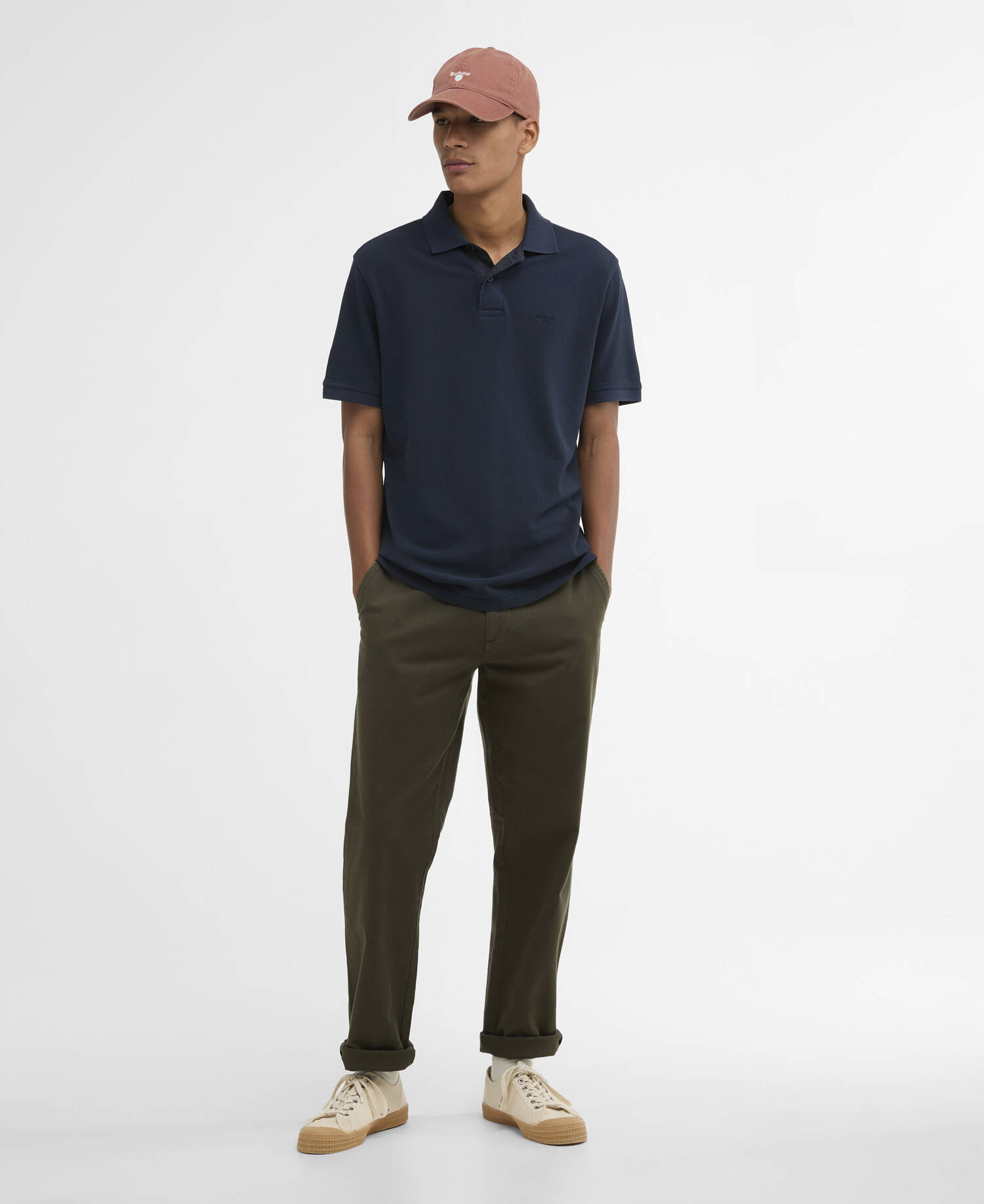Washed Tartan Tailored Pique Polo Washed Navy image number 1