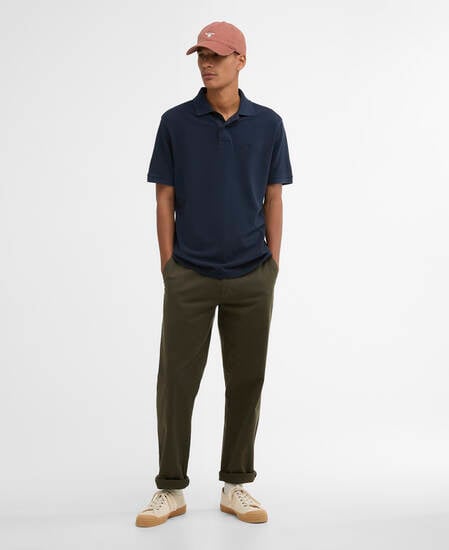 Washed Tartan Tailored Pique Polo Washed Navy