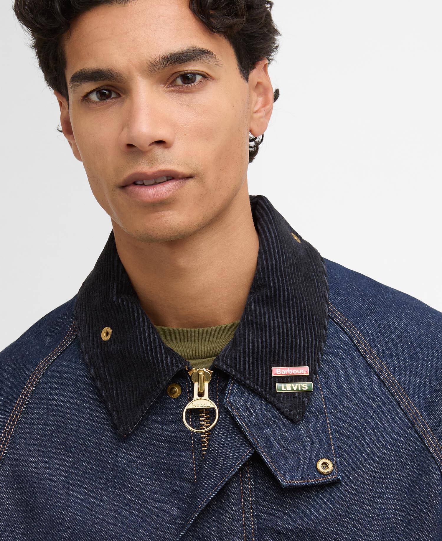 Barbour x Levi's Oversized Bedale Denim Jacket Dark Authentic image number 7