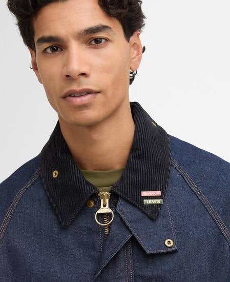 Barbour x Levi's Oversized Bedale Denim Jacket Dark Authentic