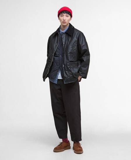 Oversized Bedale Waxed Jacket Classic Black