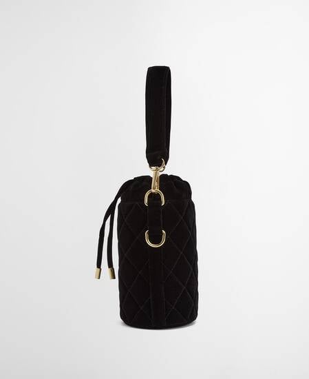Balham Quilted Mini Bucket Bag Velvet Black