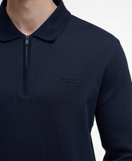 Innes Interlock Long-Sleeved Polo Shirt Navy Innes Interlock Long-Sleeved Polo Shirt Navy