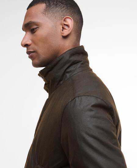 Modern Border Waxed Jacket Dark Brown