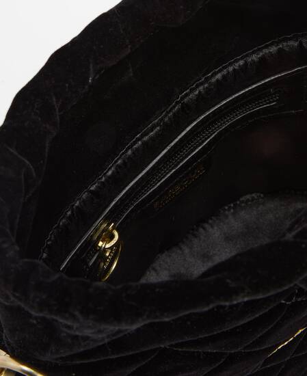Balham Quilted Mini Bucket Bag Velvet Black