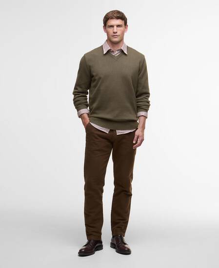 Kelson V-Neck Jumper Olive Kelson V-Neck Jumper Olive