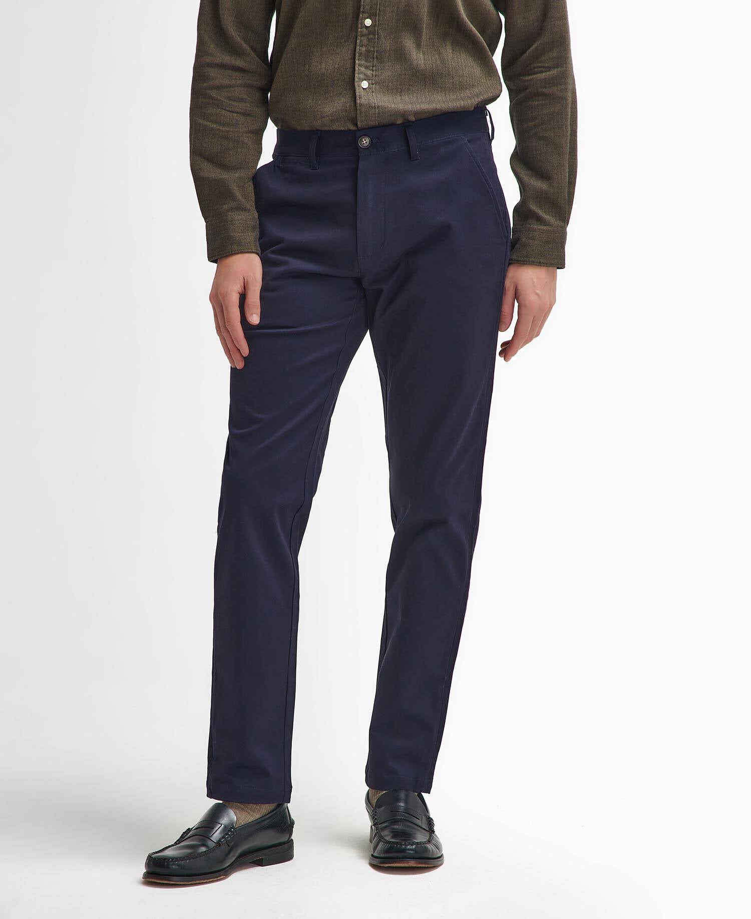 Suede Sateen Tailored Trousers Dark Navy image number 1