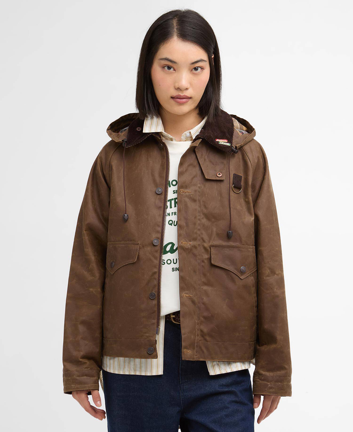 Barbour x Levi's Spey Waxed Jacket Tan image number 2