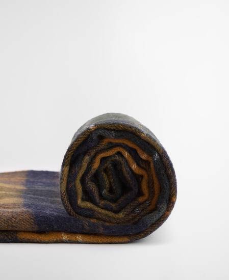 Brack Patchwork Tartan Wool Scarf Forest/Bronze Brown