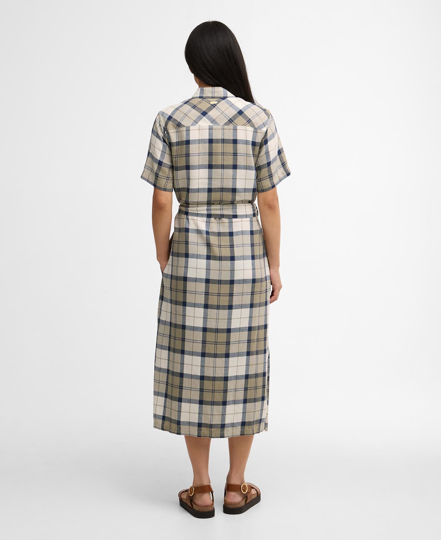 Abito midi in tartan Fern Dress Navy Tartan