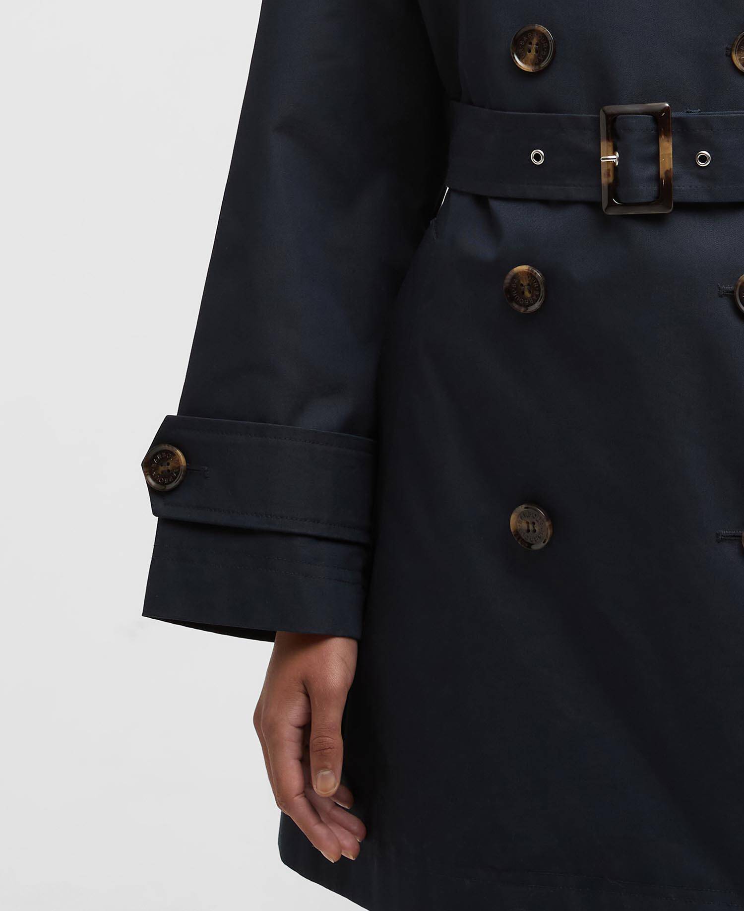 Adare Showerproof Trench Coat Dark Navy/Dress Navy Tartan image number 3