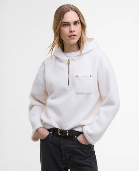 Felpa in pile con cappuccio Lola Off White