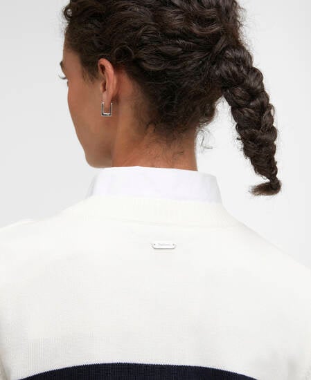 Fern Striped Crew Neck Jumper Cloud/Navy